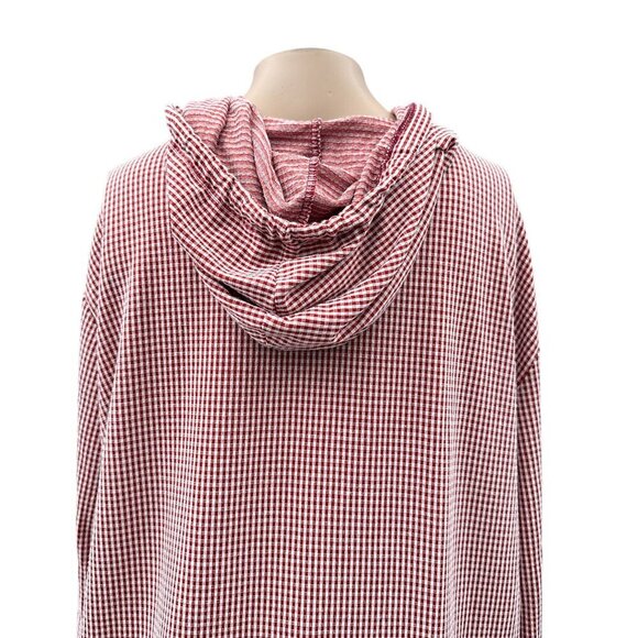 Weatherproof Vintage Check Hooded Sweater Long Sleeve Oversized Red Women XL - Picture 10 of 11